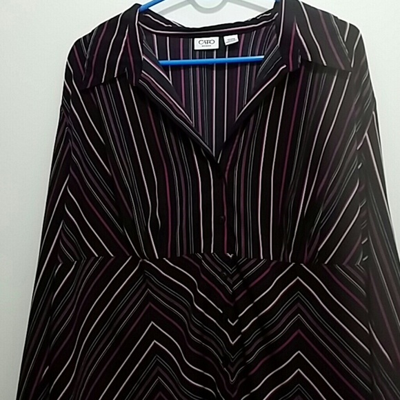 Size 22/24 long sleeve empire waist striped blouse - Picture 5 of 7
